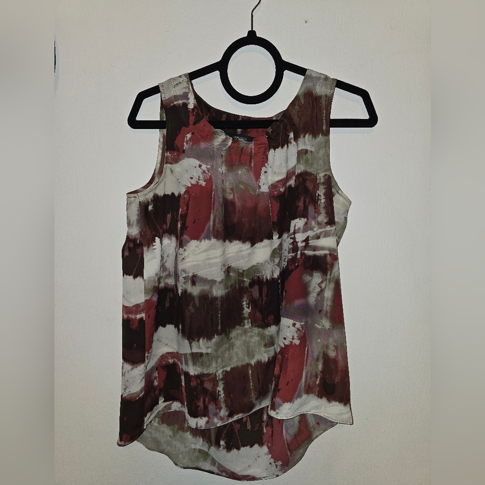 Simply Vera Vera Wang Red and White Abstract Top